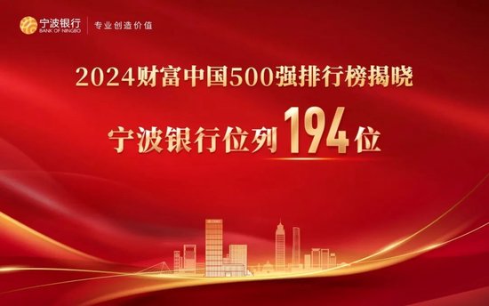 2024财富中国500强揭晓 宁波银行位列第194位  第1张