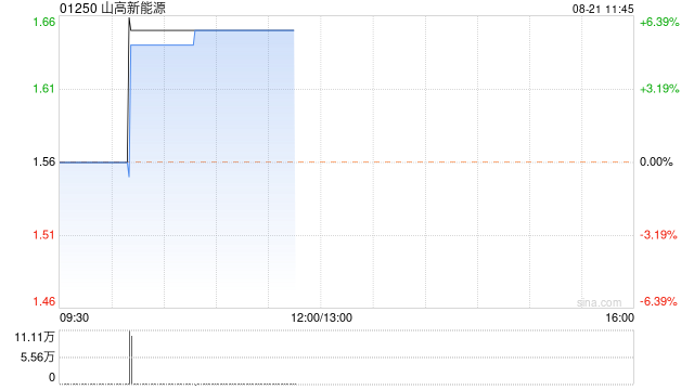 山高新能源绩后涨超5% 上半年股东应占溢利2.99亿港元